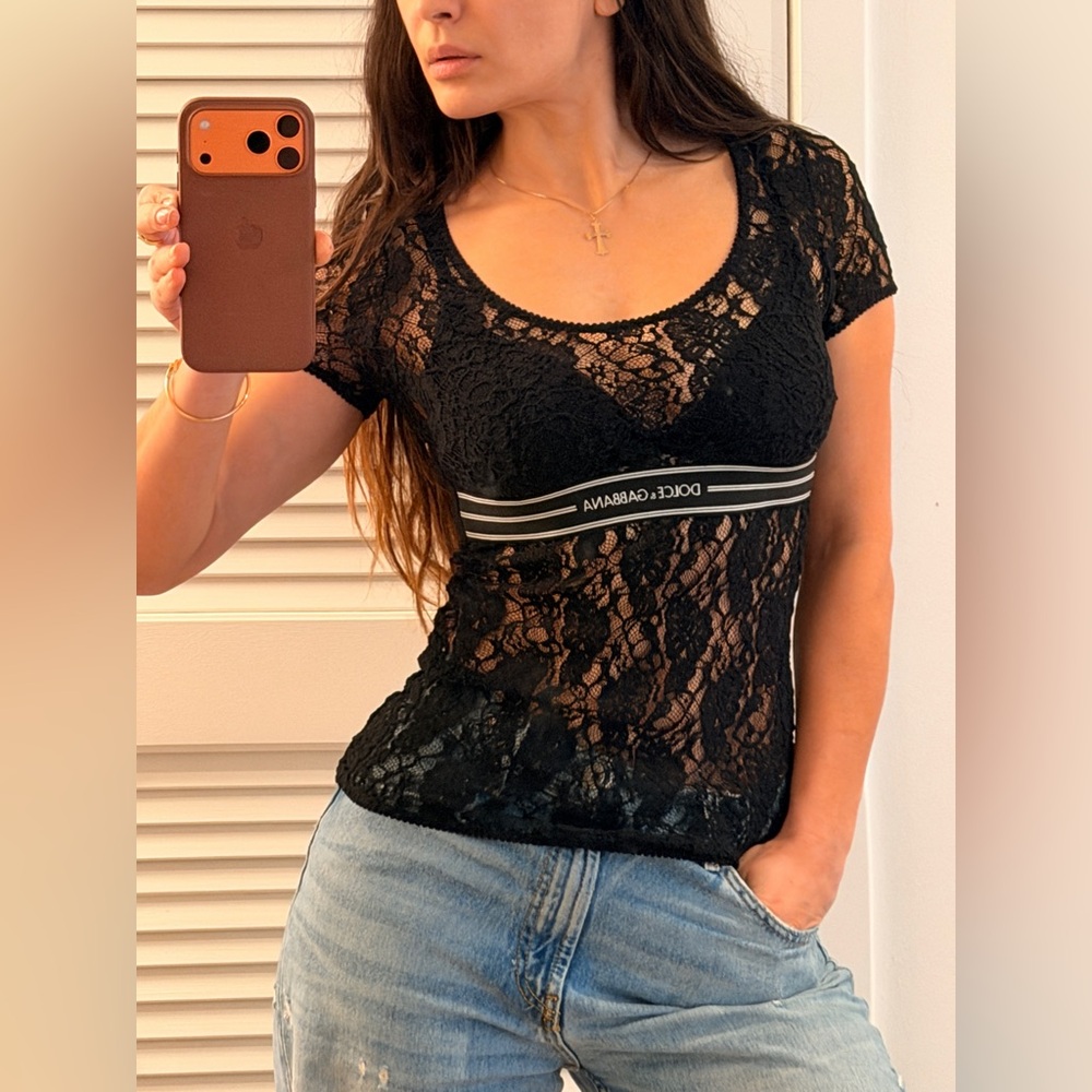 Dolce & Gabbana Black Lace Tee